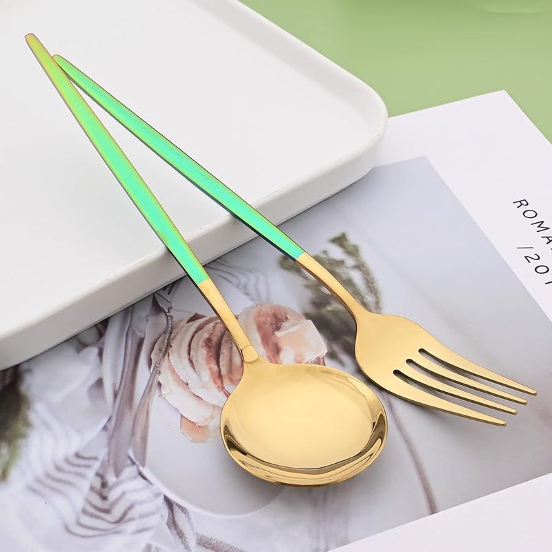 Gold Stainless Steel Silverware Set 16 PCS Pointed Handle Flatware Set for 4 - Image 4